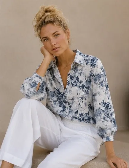 Azure Garden Print Shirt