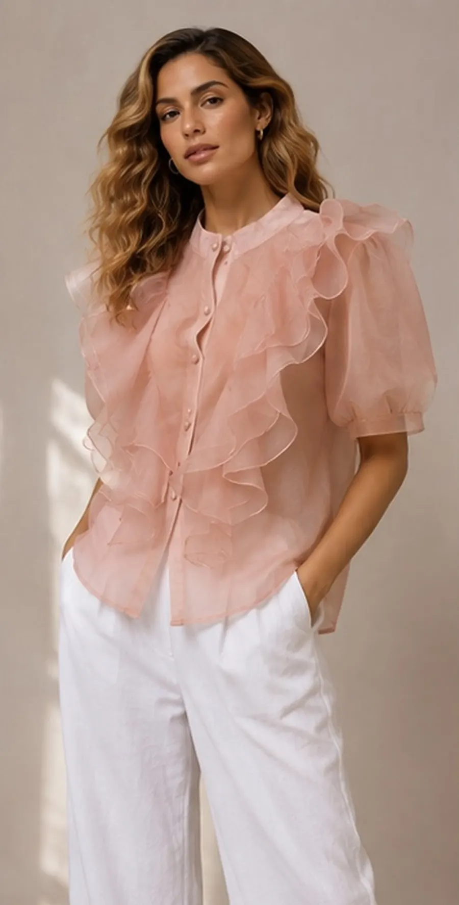 Ruffled muse rose gold shirt